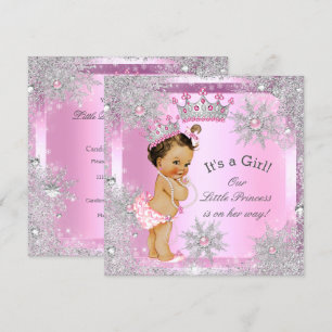 Princess Baby Shower Pink Winter Wonderland Invitation