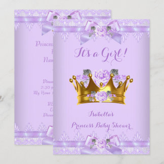 Princess Baby Shower Purple Rose Lavender Lace Invitation
