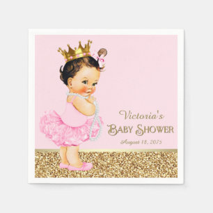Princess Ballerina Pink Gold Baby Shower Napkin
