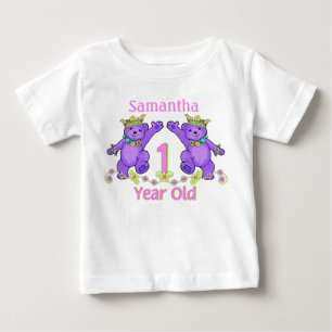 Princess Bears 1st Birthday Custom Name Baby T-Shirt