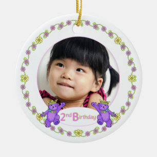 Princess Bears 2nd Birthday Photo Keepsake Ceramic Ornament