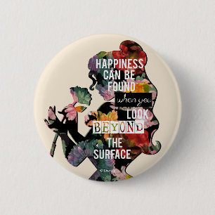 Princess   Belle Floral Silhouette 2 Inch Round Button