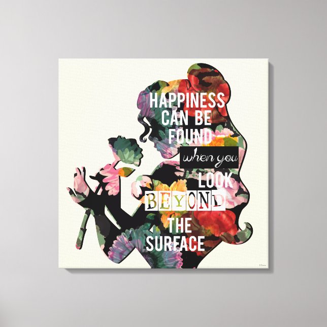 Princess | Belle Floral Silhouette Canvas Print (Front)