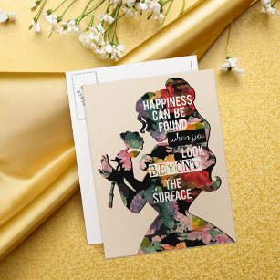 Princess   Belle Floral Silhouette Postcard