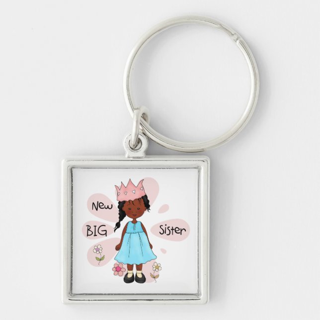Princess Big Sister African American Keychain (Front)