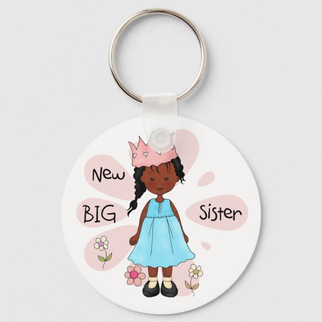 Princess Big Sister African American Keychain (Front)