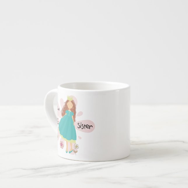 Princess Big Sister Brown Hair Espresso Cup (Front Left)