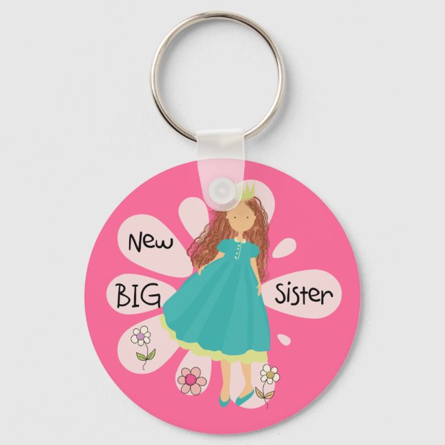 Princess Big Sister Brown Hair Keychain (Front)