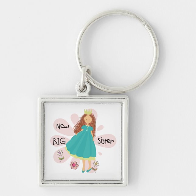 Princess Big Sister Brown Hair Keychain (Front)