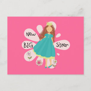 Princess Big Sister Brown Hair Postcard