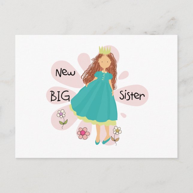 Princess Big Sister Brown Hair Postcard (Front)