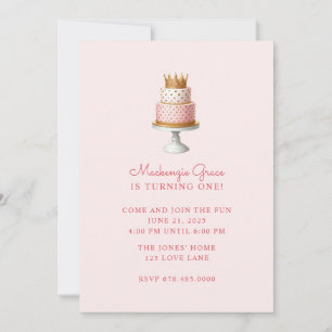Princess Birthday Cake Girl Pink Invitation