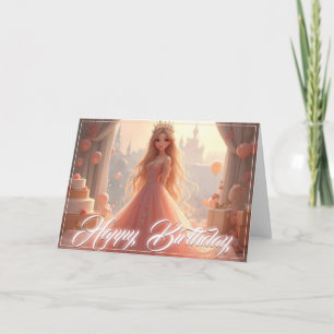 Princess Birthday Card in Pink