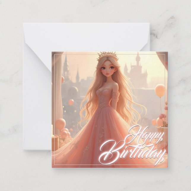 Princess Birthday Card in Pink (Front)