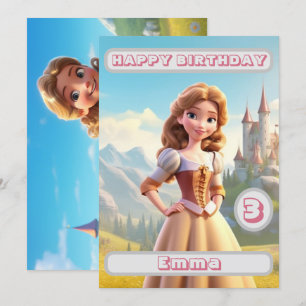 Princess Birthday Card Personalized Name Age Kids