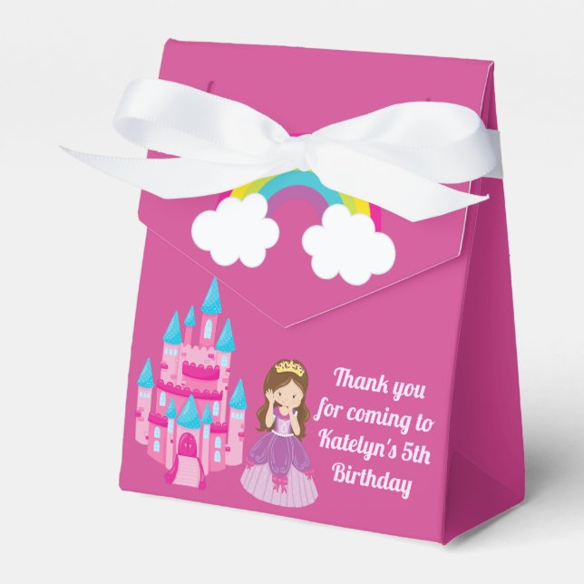 Princess Birthday Cute Custom Pink Party Favor Box (Front Side)
