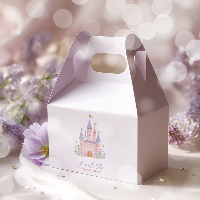 Princess Birthday Enchanted Castle Girls Favor Box (Princess Castle Girls Birthday Party Gable Boxes)