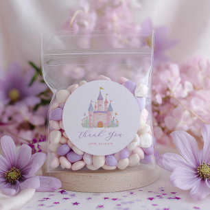 Princess Birthday Enchanted Castle Girls Favor Classic Round Sticker