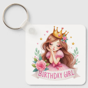 Princess Birthday Girl Crown Keychain