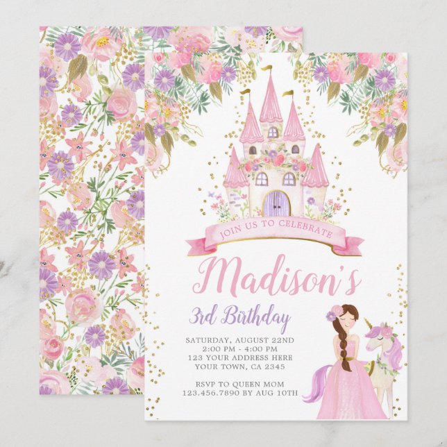 Princess Birthday Invitation (Front/Back)