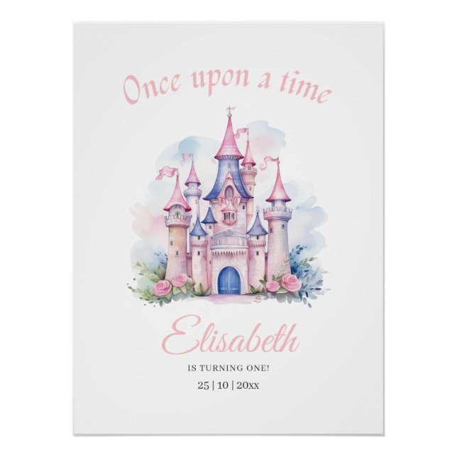 Princess birthday invitation, Little Princess 1st Poster (Front)