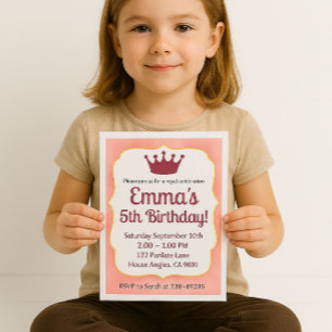 Princess Birthday Invitation Pink Royal Party