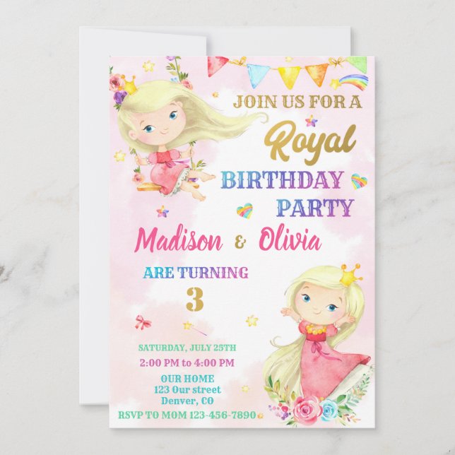 Princess birthday invitation Royal invitation (Front)