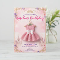 Princess Birthday Invitation with Crochet Dress