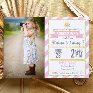 Princess Birthday Invitation with Faux Glitter