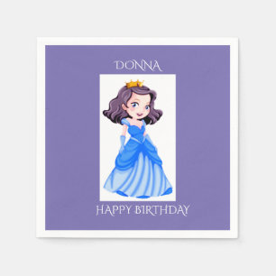 Princess birthday napkins with personalized name.
