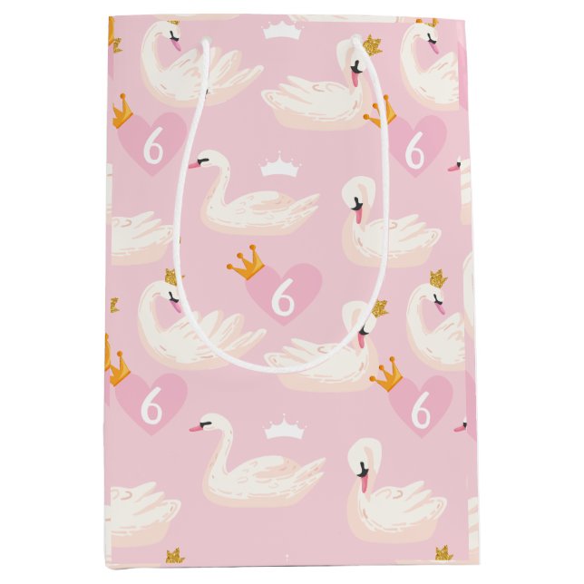 Princess Birthday Party, Custom Age  Medium Gift Bag (Front)