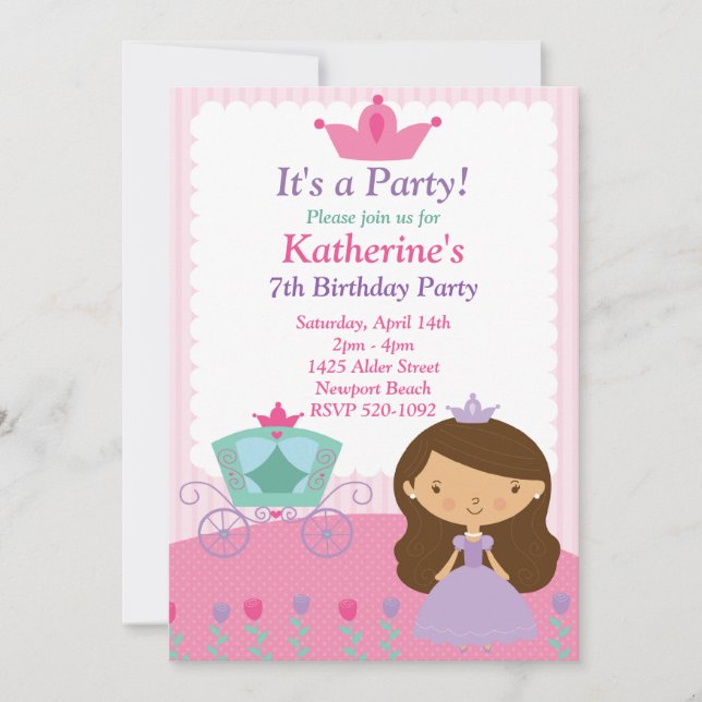 Princess Birthday Party Invitation (Front)