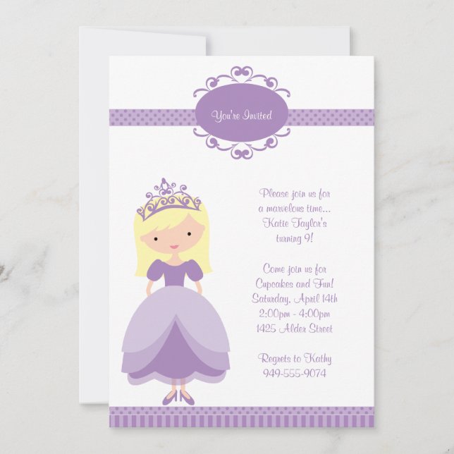 Princess Birthday Party Invitation (Front)