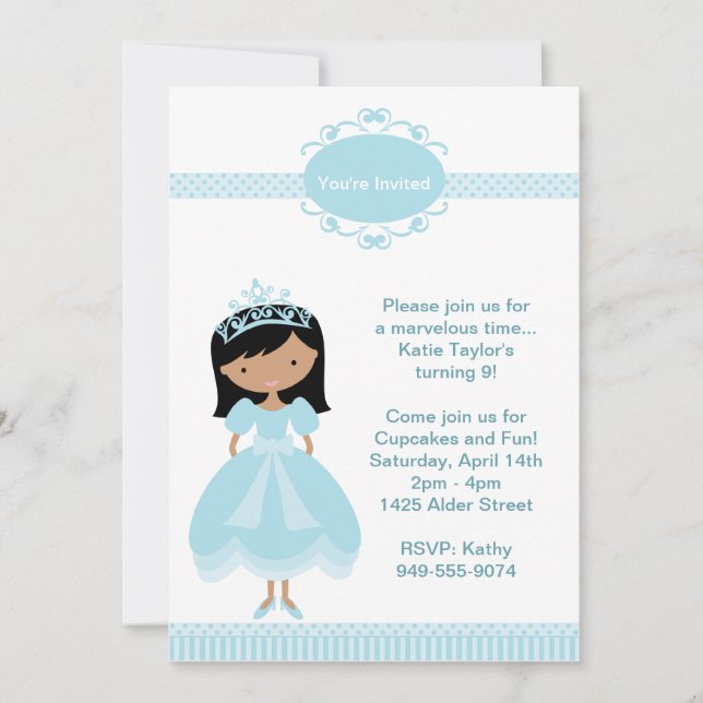 Princess Birthday Party Invitation (Front)