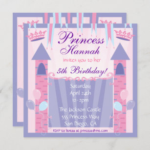 Princess Birthday Party Invitation Castle