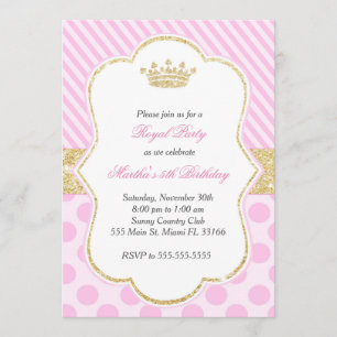 Princess Birthday Party Invitation Pink Gold