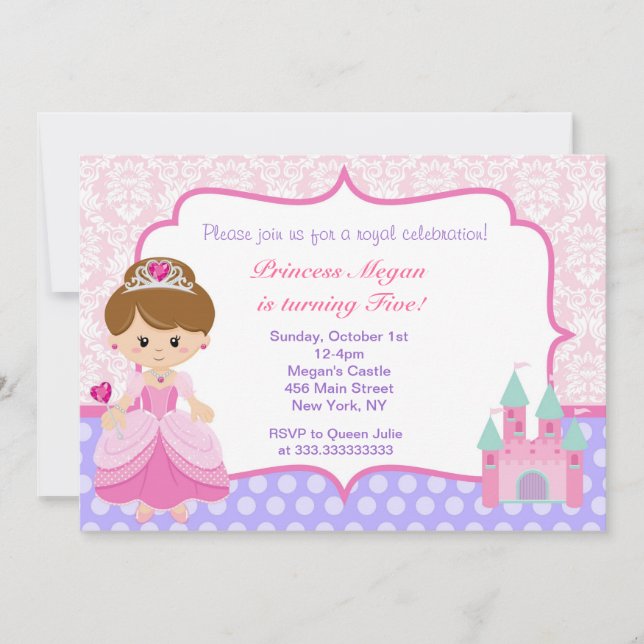 Princess Birthday Party Invitations (Front)