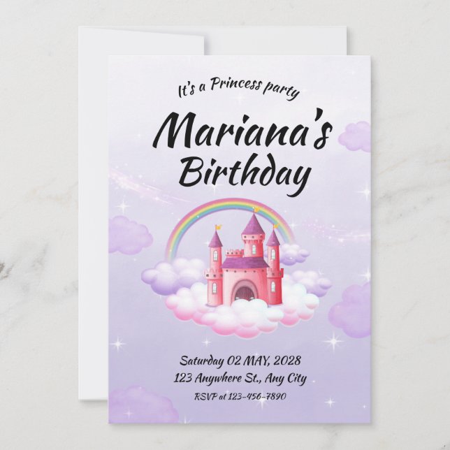 Princess Birthday Party Invite Princess (Front)