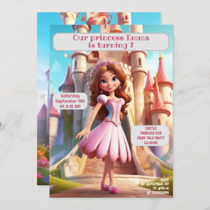 Princess Birthday Party Personalized Name Age Invitation