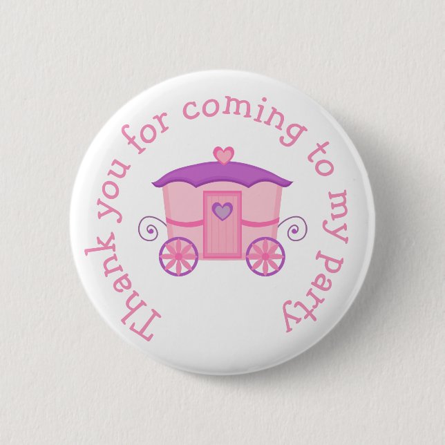 Princess Birthday Party Pink and Purple 2 Inch Round Button (Front)