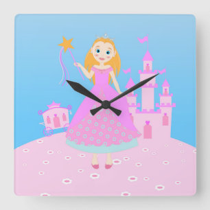 Princess Birthday Party Square Wall Clock