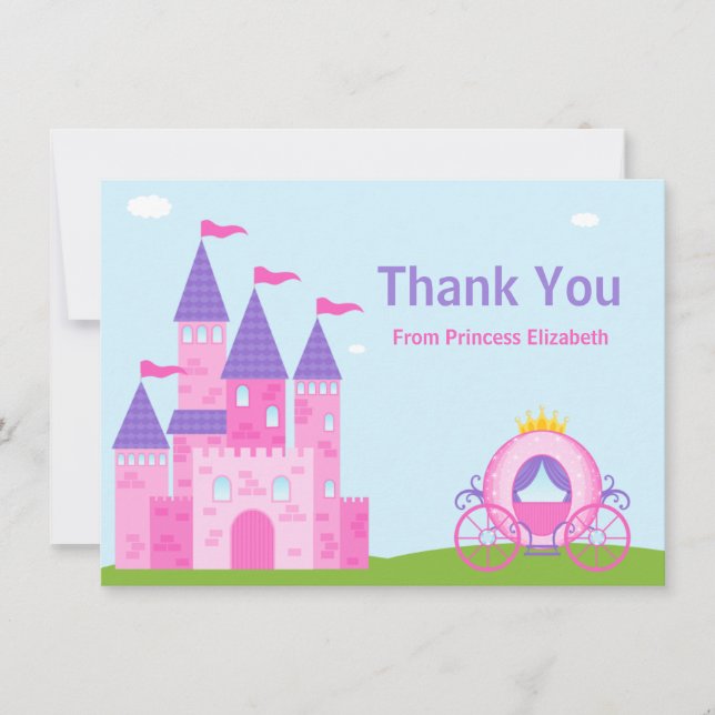 Princess Birthday Party Thank You Card (Front)