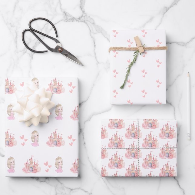 Princess Birthday party Wrapping Paper Sheet (Front)