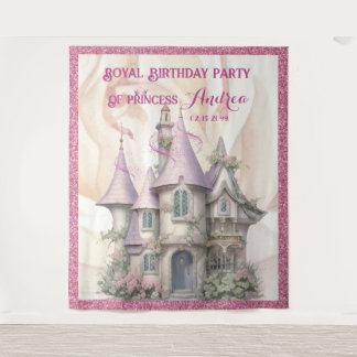 Princess Birthday Photo Booth - Photo Backdrop Tapestry