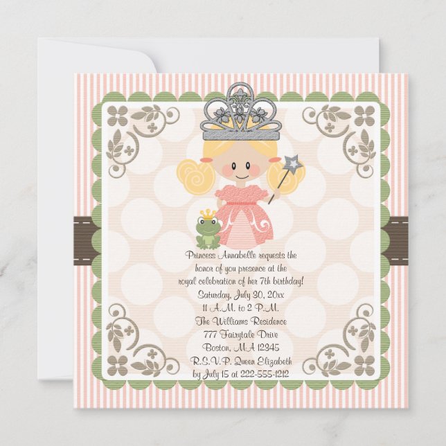 Princess Birthday Photo Invitations Blonde (Front)