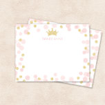 Princess Birthday Pink and Gold Dots Stationery Card<br><div class="desc">This design features a princess crown accented by soft pink and glittery gold confetti. Click the customize button for more flexibility with adding your own text! Variations of this design, additional colours, as well as coordinating products are available in our shop, zazzle.com/store/doodlelulu. Contact us if you need this design applied...</div>