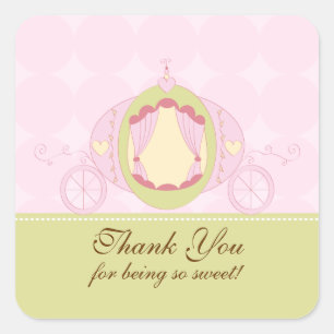 Princess Birthday Square Sticker Thank You