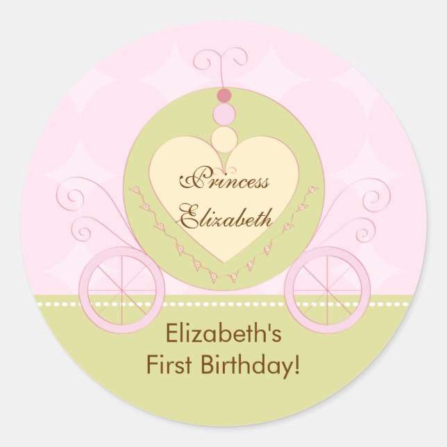 Princess Birthday Sticker Pretty Royal Carriage (Front)