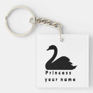 princess black swan personalisierbar woman keychain