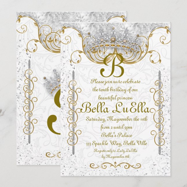 Princess Bling Diamond Party Invitations (Front/Back)